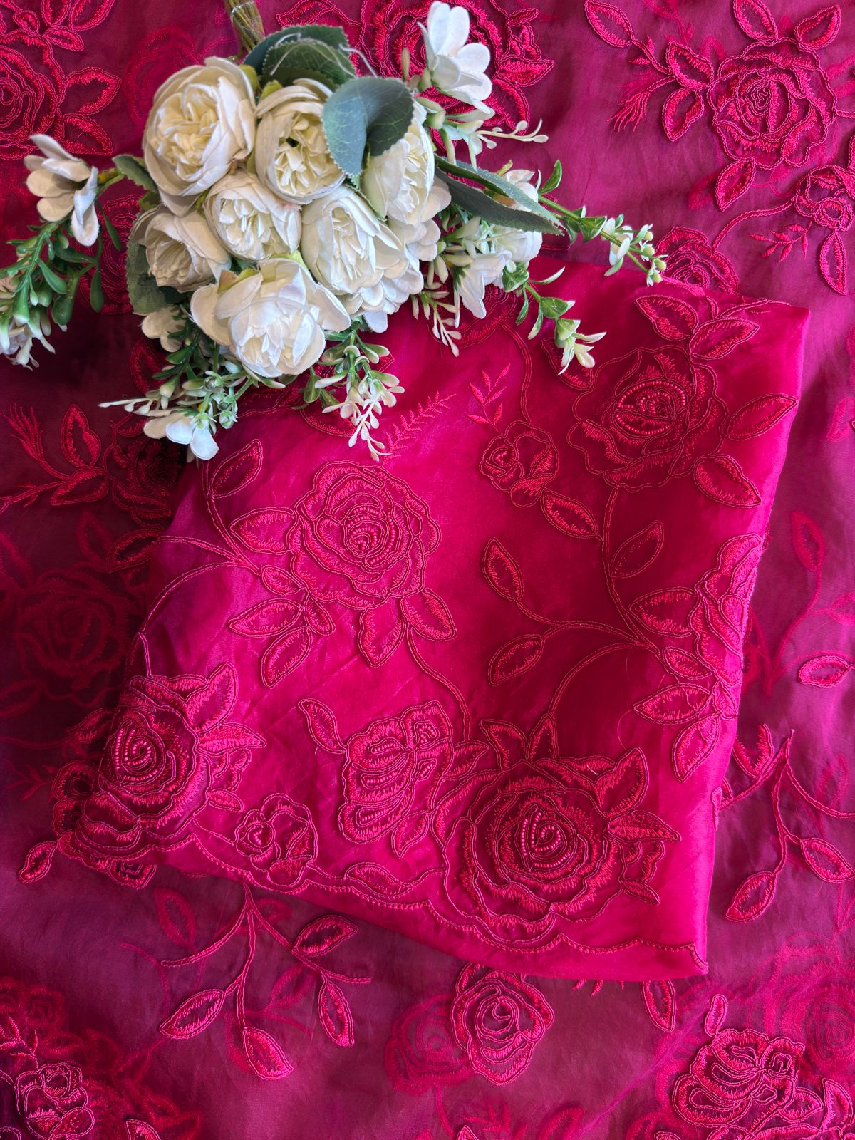 Pure organza unstitched suits